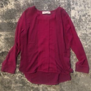 Pink sheer sleeves blouse